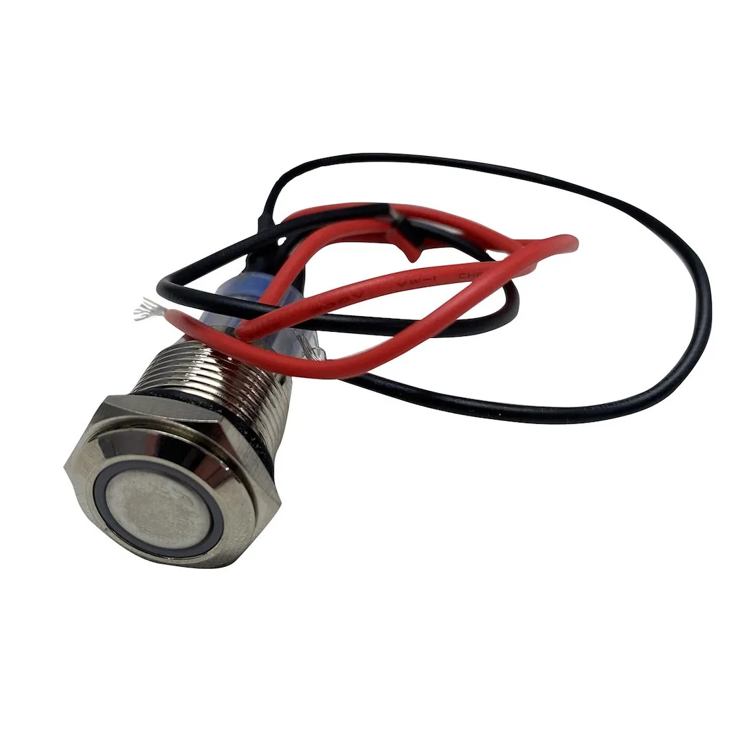 RS-2P16MM-LEDG – RACESPORT LT Push Button Switch, 16 Millimeter Momentary On/ Off Switch 15 Amp Flush Mount Chrome Gr...
